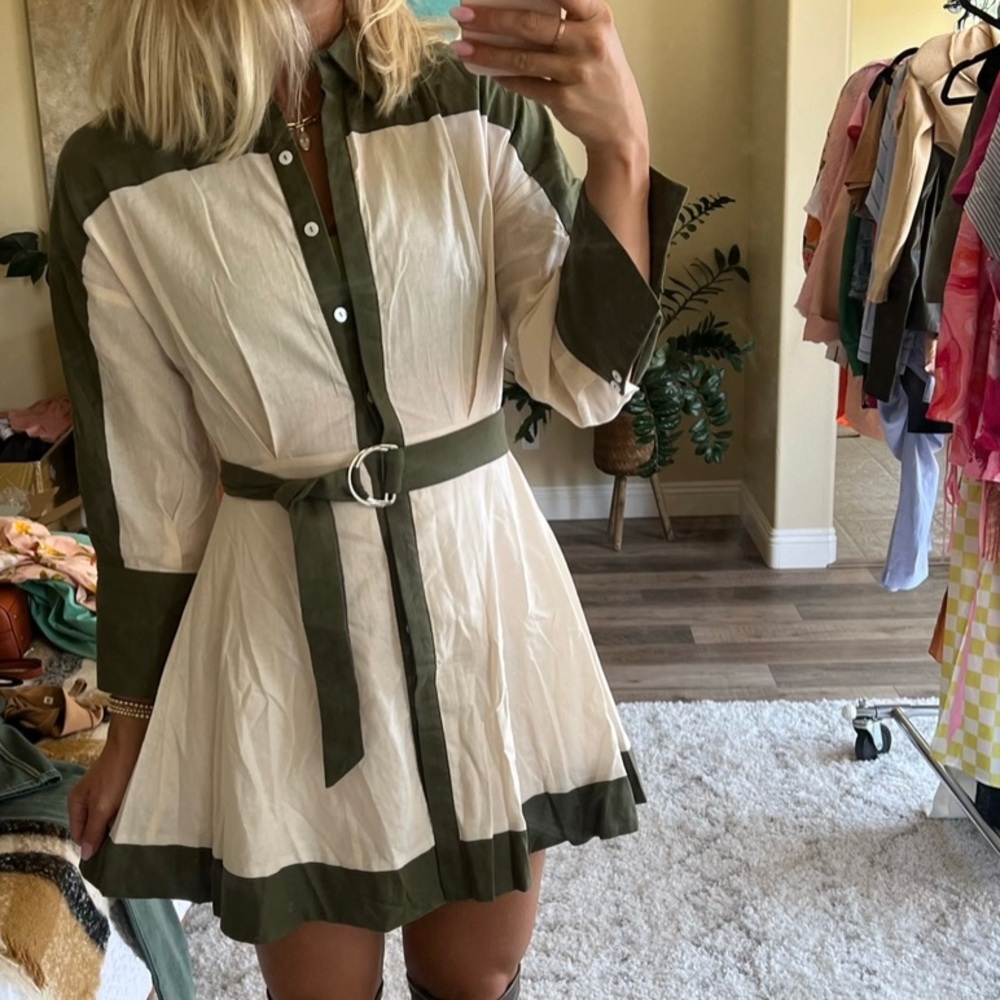 Petal & Pup cream & olive dress